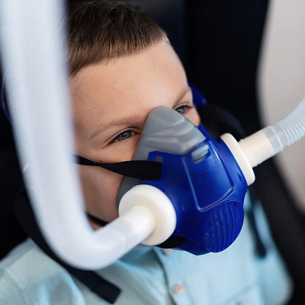 Boy receiving nitrous oxide
